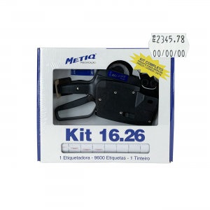 Kit Etiquetadora Metiq 16.26 8 dígitos + Etiquetas brancas (26x16mm)