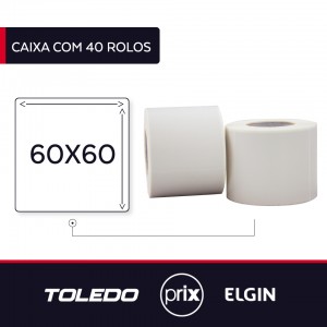 40 Rolos Etiquetas Adesivas para Balanças Toledo/Prix 60x60