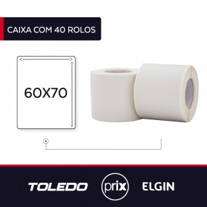 40 Rolos Etiquetas Adesivas para Balanças Toledo/Prix 60x70