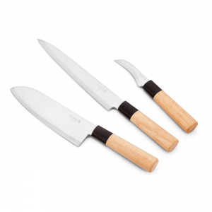 Conjunto de Facas Madeira Japonese Com 3peças Mundial JAP01-003